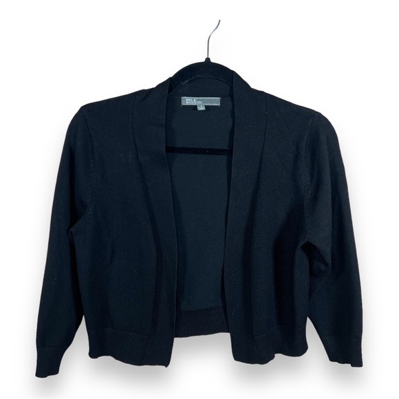 Small 89th And Madison Black Cropped Knit Sweater Cardigan Retro - Picture 1 of 6